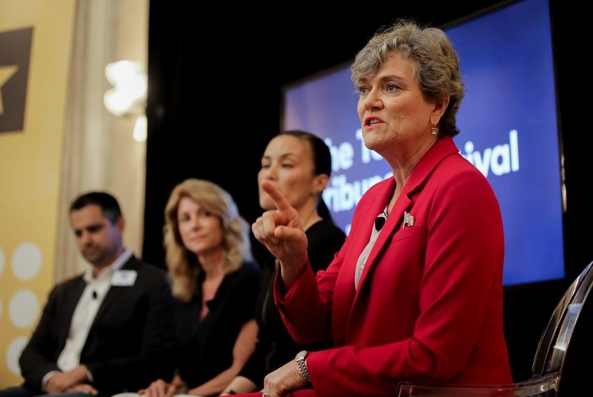 Kim Olson, right, at a Texas Tribune Festival panel on Sept. 27, 2019.